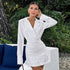Spring White Cotton Linen Slim Fit Slimming Flounce Dress by Ragazza