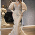 Dress V neck Feather Princess Dress Gold Long Mesh Evening Dress by Ragazza
