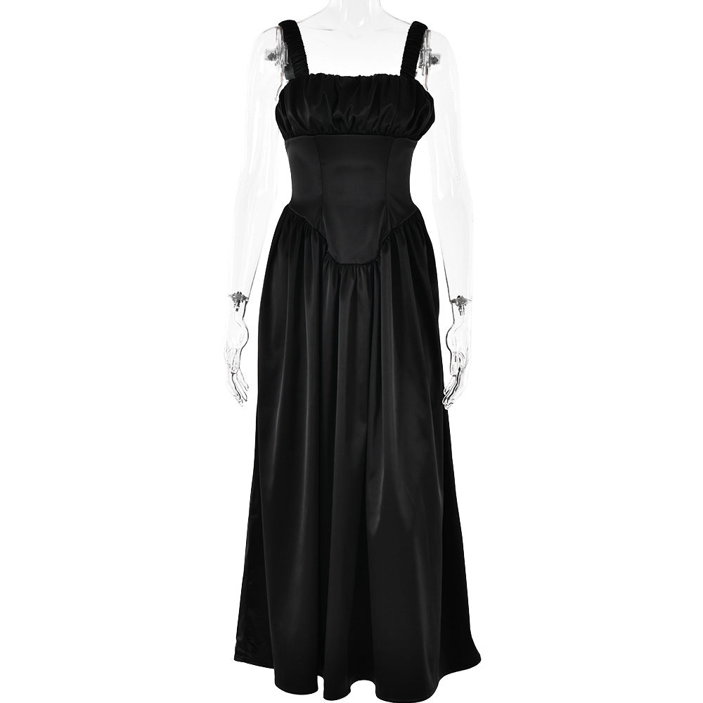 Spring Dress Sexy Square Collar Sling Stitched Backless Dress by Ragazza