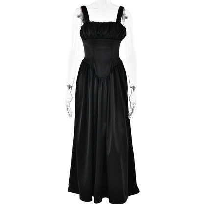 Spring Dress Sexy Square Collar Sling Stitched Backless Dress by Ragazza