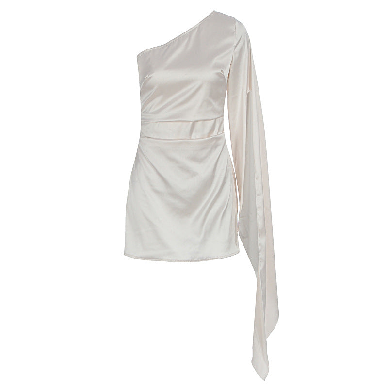 Women Clothing Summer Shoulder Collar Sexy Slim Fit Floating Sleeved Sheath Dress by Ragazza