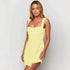 Women Square Collar Slip Dress Lace up Waist Controlled Slimming Short A line Dress by Ragazza
