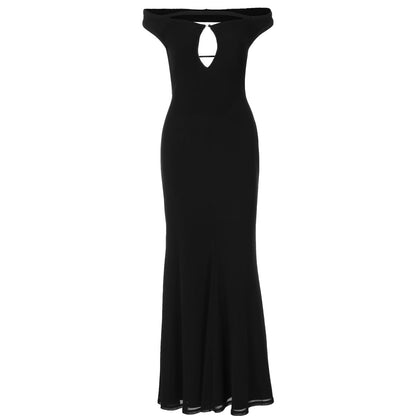 Women Clothing Autumn Winter Sexy Backless Hollow Out Cutout out Solid Color Slim Dress for Women