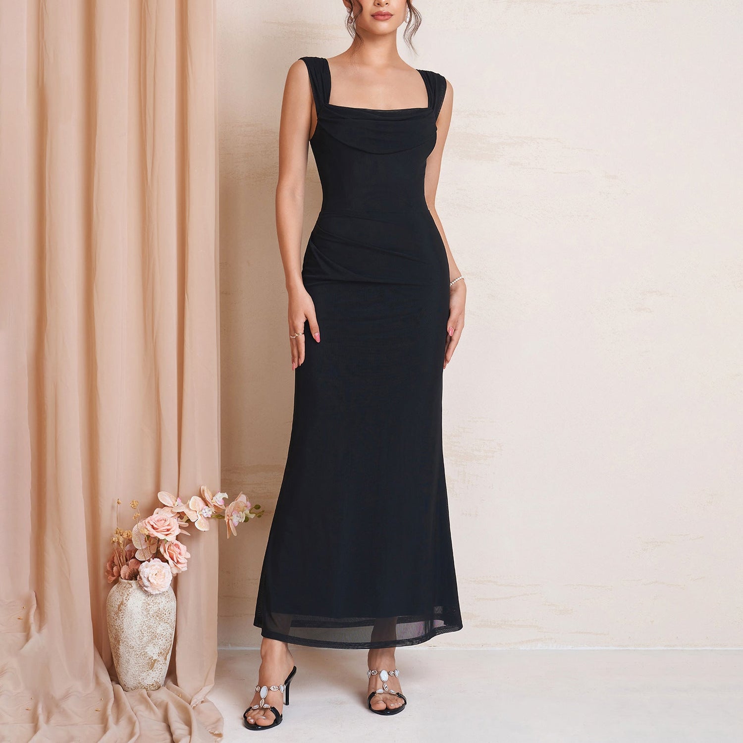 Summer Suspenders off Shoulder Two Way Dress Dignified Goddess Mesh Boning Corset Slim Fit Maxi Dress by Ragazza