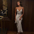 French Elegant Lace V neck Patchwork Strap Dress Hollow Out Cutout Sexy Backless Lace up Evening Dress by Ragazza