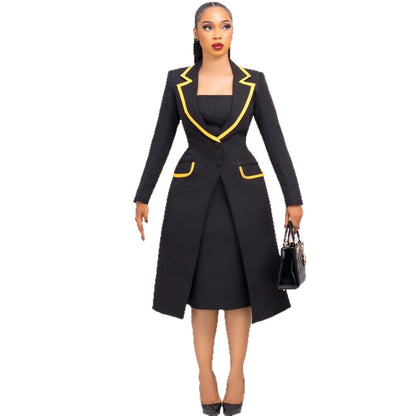 Elegant Office Fitted Waist Turn down Collar Stretch Blazers Vest Two Piece Sets by Ragazza