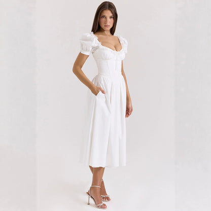 Spring Summer Dress Artistic French Fresh Printing Women Wear by Ragazza