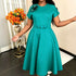 Elegant Decorative Button Dress A Swing High Waist Slimming Three Dimensional Applique Solid Color Dress by Ragazza