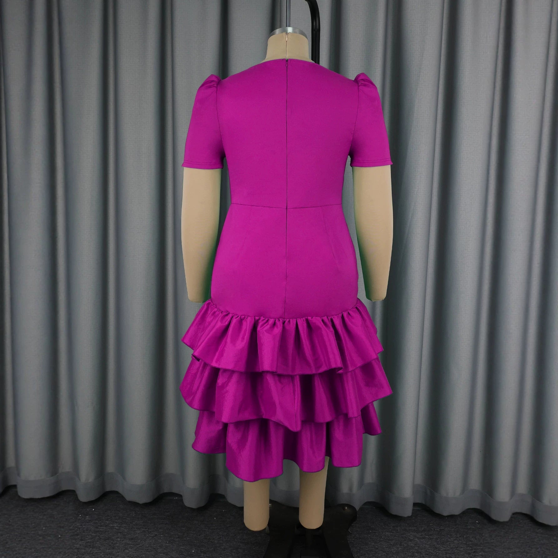 Summer Waist Controlled Elegant Dress Solid Color Square Collar Slim Fit Sheath Dress by Ragazza