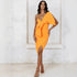 Asymmetric Design Yellow Dress One Shoulder V neck Split Waist Fitted Mid Length Dress by Ragazza