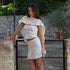 French Elegance Lace Three Piece Set Sexy Vacation Tube Top Short Skirt Blouse for Women by Ragazza