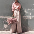 Women Pink Two Piece Set Loose Shirt High Slit Skirt Romantic Skirt Two Piece Sets by Ragazza