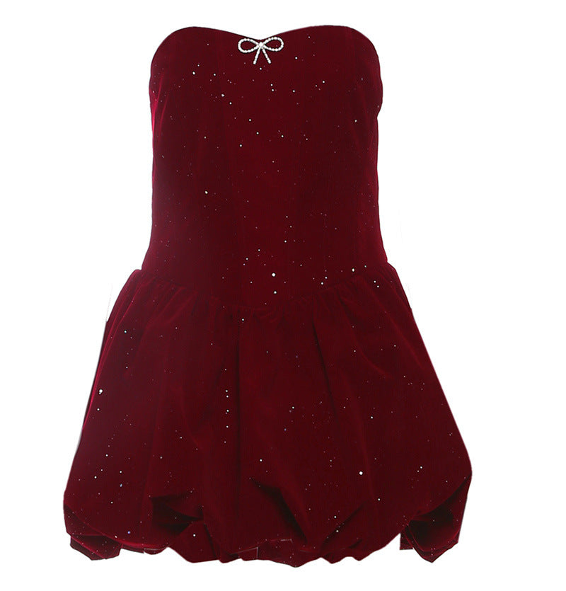 Autumn Winter Women Clothing Sexy off Neck Strapless Dress Elegant Backless Waist Dress