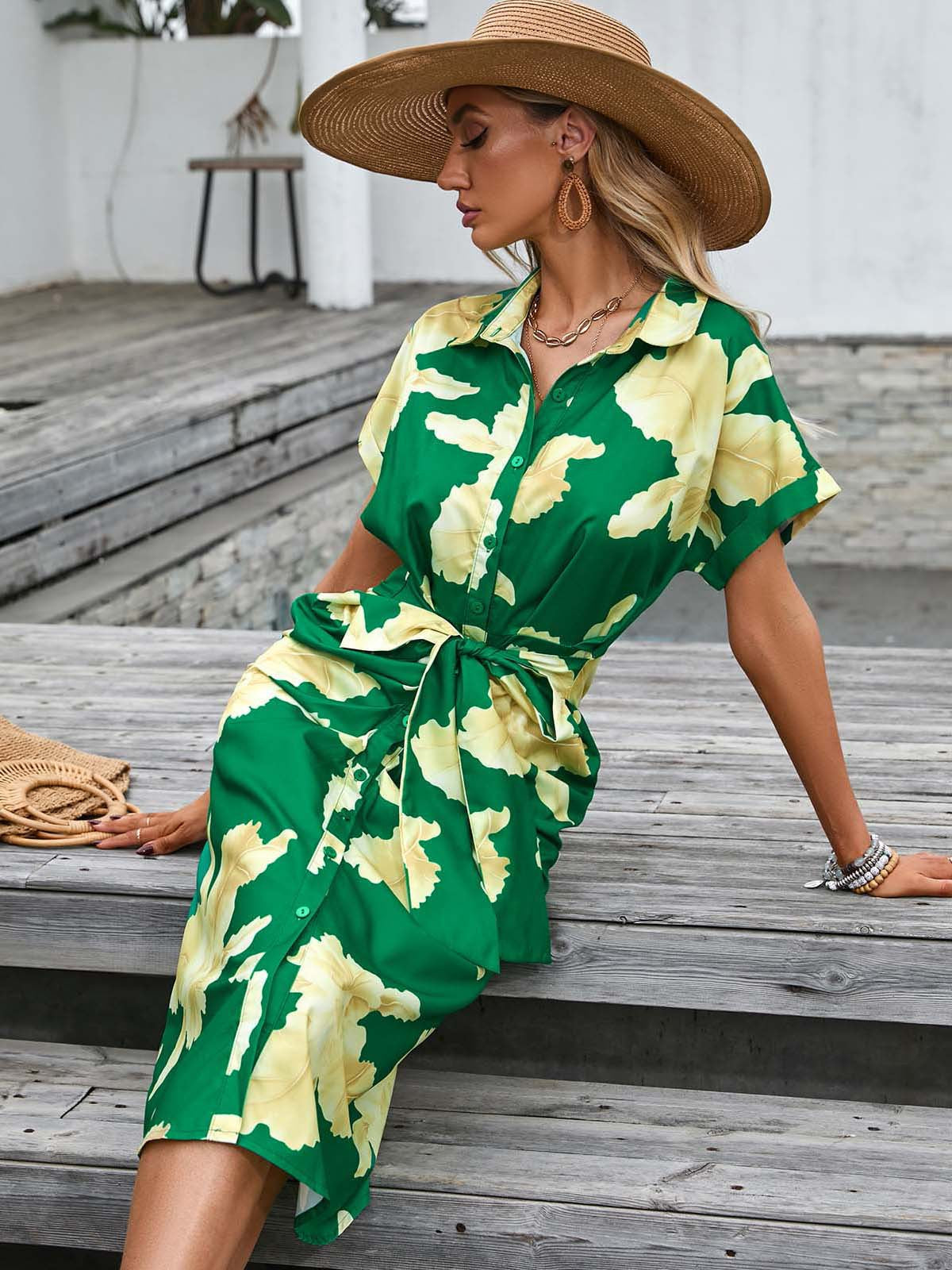 Women Clothing Popular Dress Summer Close Fitting Single Breasted Women Clothing