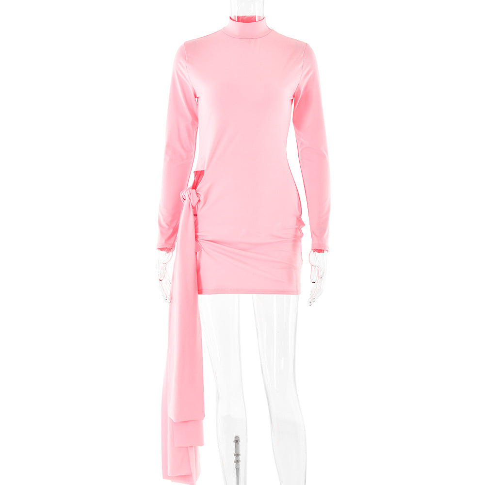 Spring Arrival Dress Sexy Round Neck Long Sleeve Slim Fit Hip Wrapped Short Dress Women by Ragazza