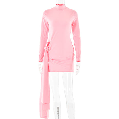 Spring Arrival Dress Sexy Round Neck Long Sleeve Slim Fit Hip Wrapped Short Dress Women by Ragazza