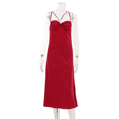 Arrival Solid Color Tube Top High Waist Backless Suspender Sheath Dress by Ragazza