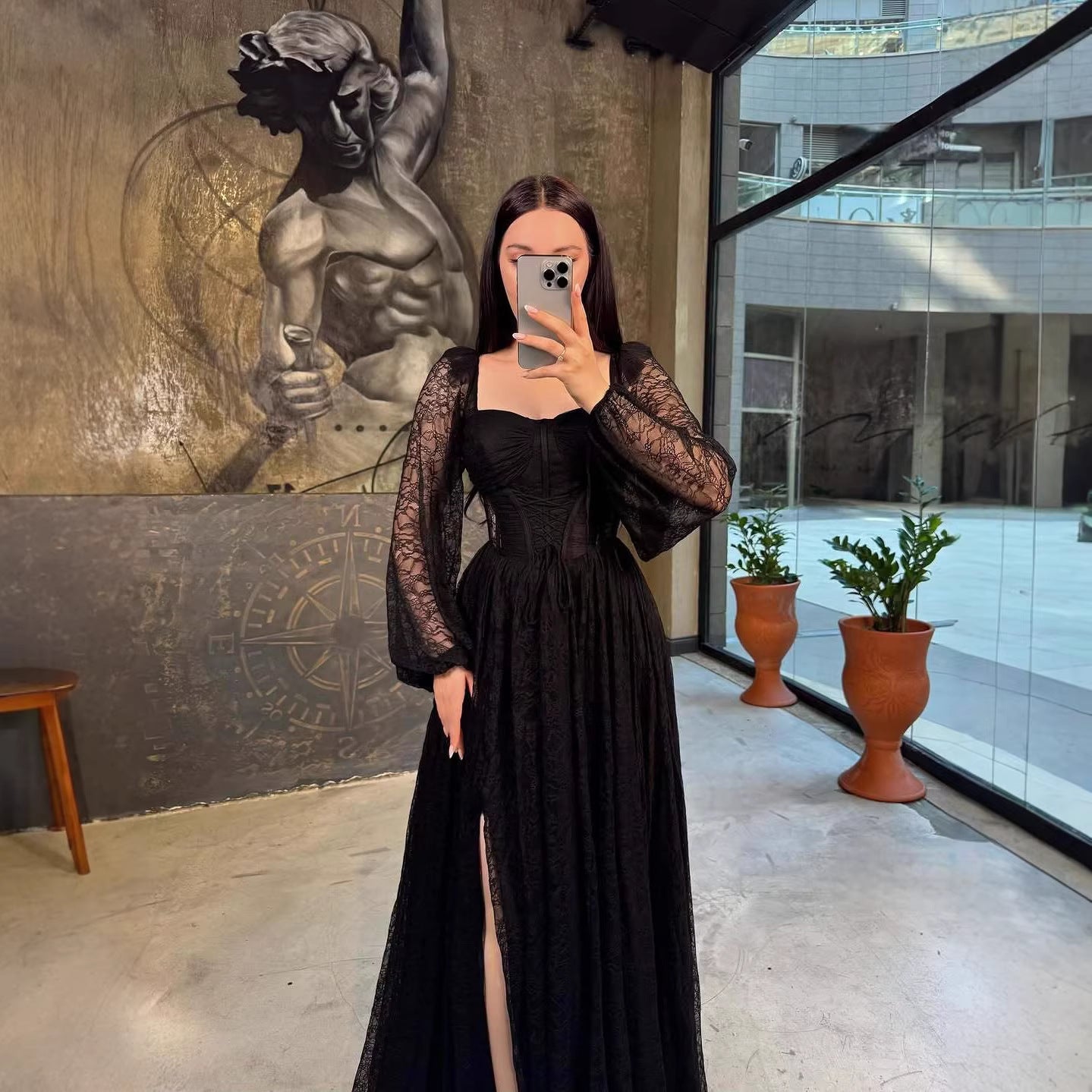 Lace Waist Controlled Long Sleeves Dress Elegant Dress by Ragazza
