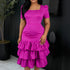 Summer Waist Controlled Elegant Dress Solid Color Square Collar Slim Fit Sheath Dress by Ragazza