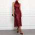 Spring Summer Satin Stitching Sleeveless Dress Vacation Casual Dress by Ragazza