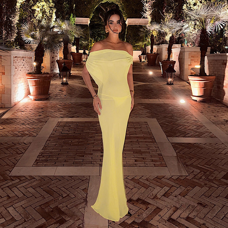 Spring Women Solid Color Sexy Sheer Mesh Design Backless Sheath Dress by Ragazza
