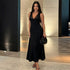 Woman Dress Lace Stitching Sexy Tied V neck Backless Dress by Ragazza