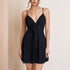 Vacation Mesh Mixed Milk Silk Cami Dress Sexy Sexy V neck Backless Waist Trimming A line Dress by Ragazza
