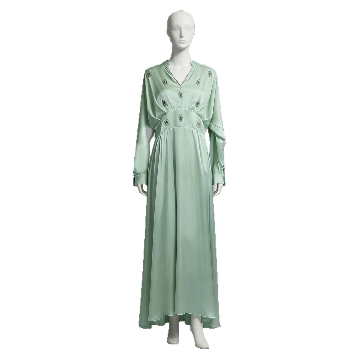 Spring Elegant Retro Diamond V neck Long Sleeve Dress Waist Slimming Dress for Women by Ragazza