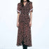 Digital Printing French Dress Women V neck Short Sleeve Front Slit Waist Seal Floral Dress by Ragazza