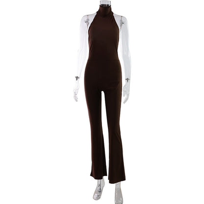Sexy Millennium Sweet Cool Sleeveless Halter Backless Slim Fit Jumpsuit
