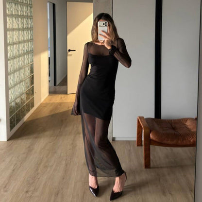 Spring Arrival Women Elegant Long Sleeve Tulle Dress Double Layer Design White Moonlight Dress by Ragazza