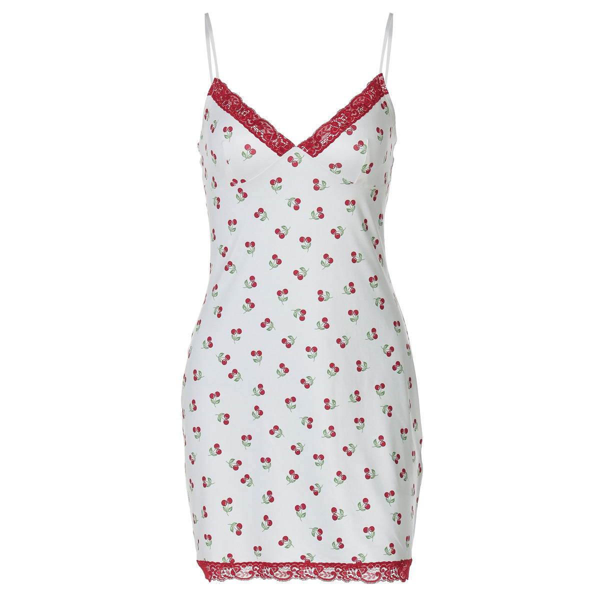 Women Clothing Summer Fresh Sweet Print Stitching Lace Strap Dress for Women