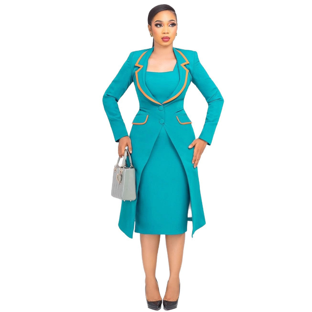 Elegant Office Fitted Waist Turn down Collar Stretch Blazers Vest Two Piece Sets by Ragazza