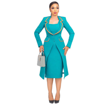Elegant Office Fitted Waist Turn down Collar Stretch Blazers Vest Two Piece Sets by Ragazza