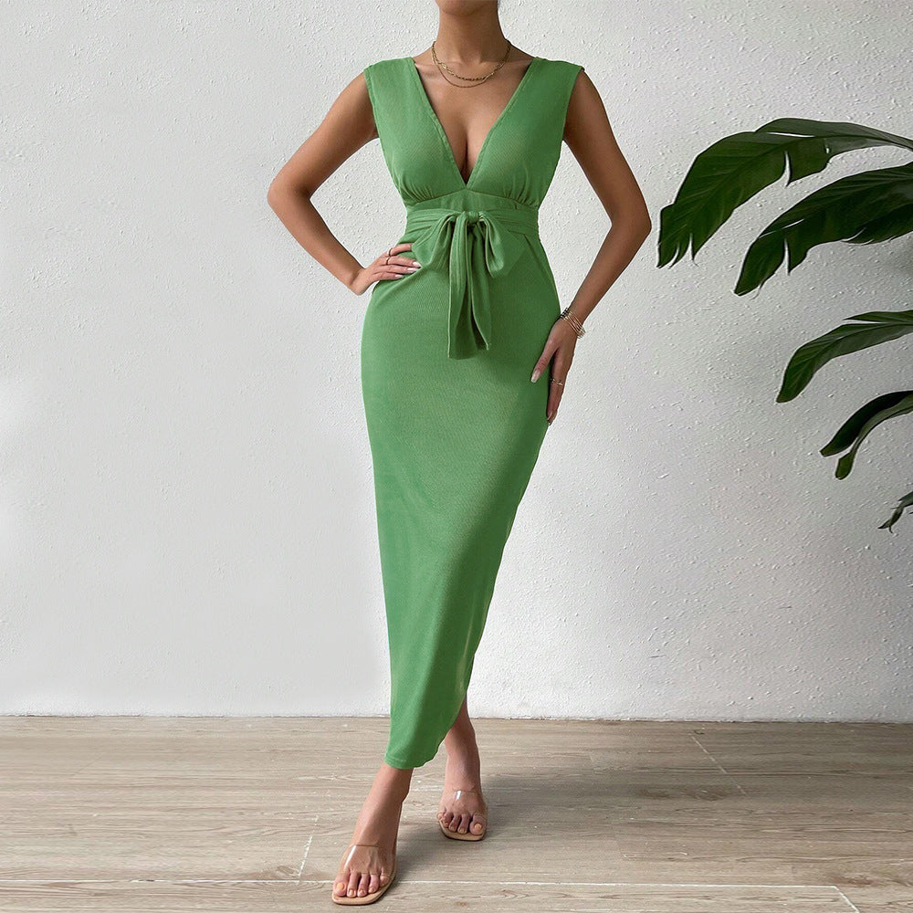 Women Clothing Autumn Winter Sexy Backless Slim Fit Bag Sling Party Dress