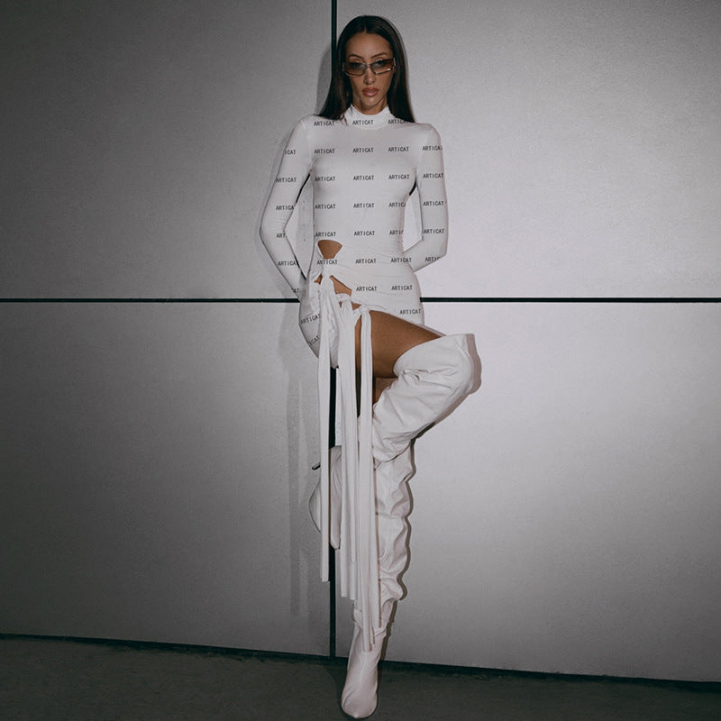 Spring Arrival Dress Sexy Round Neck Long Sleeve Slim Fit Hip Wrapped Short Dress Women by Ragazza