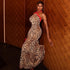 Leopard Print Women Printed Slim Fitting Patchwork Hip Dress Hanging Collar Sleeveless Elegant Street Dress by Ragazza