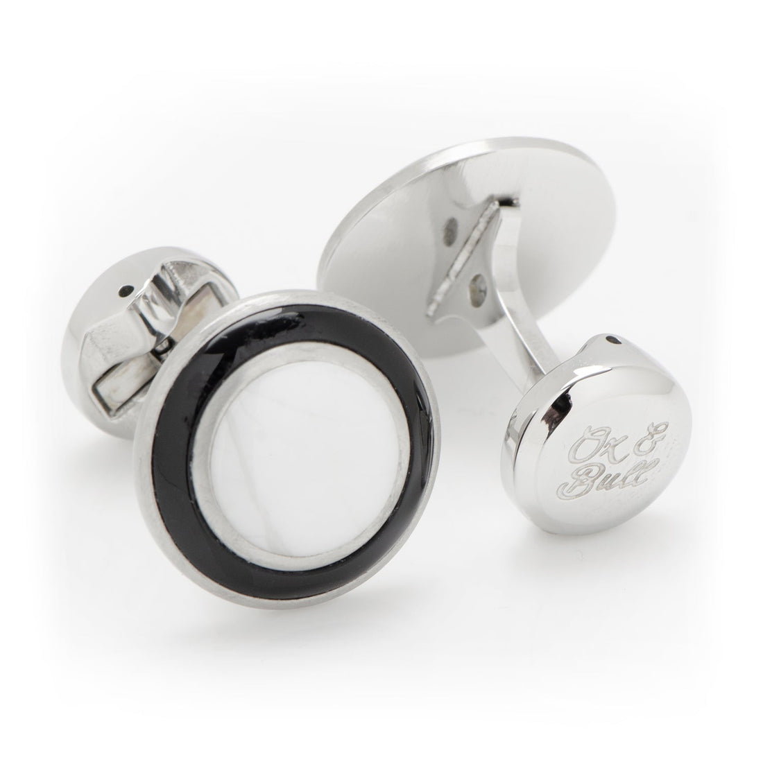 Jade with Onyx Ring Stainless Steel Cufflinks