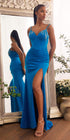 Ladivine OC021 Long Iridescent Fitted Gown Leg Slit Embellished Details by DiscountDressShop