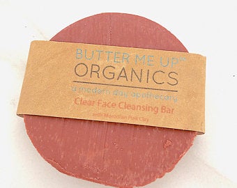 Organic Facial Bar / Organic Face Soap / Rose Clay Soap / Clay Soap Bar / Acne Face Soap / Gentle Face Wash by Butter Me Up Organics
