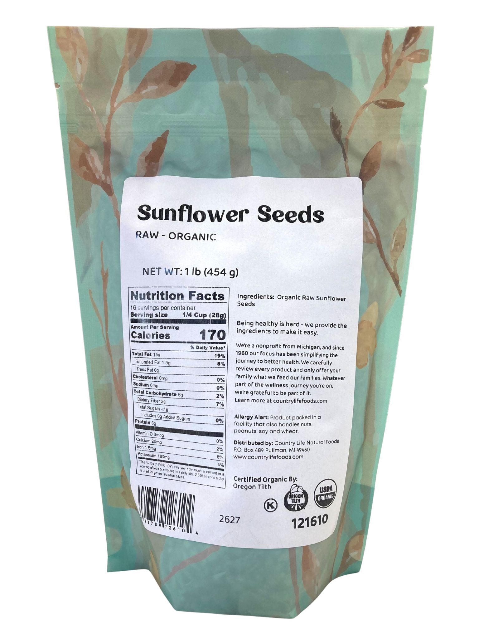 Sunflower Seeds, Raw, Organic by Country Life Natural Foods