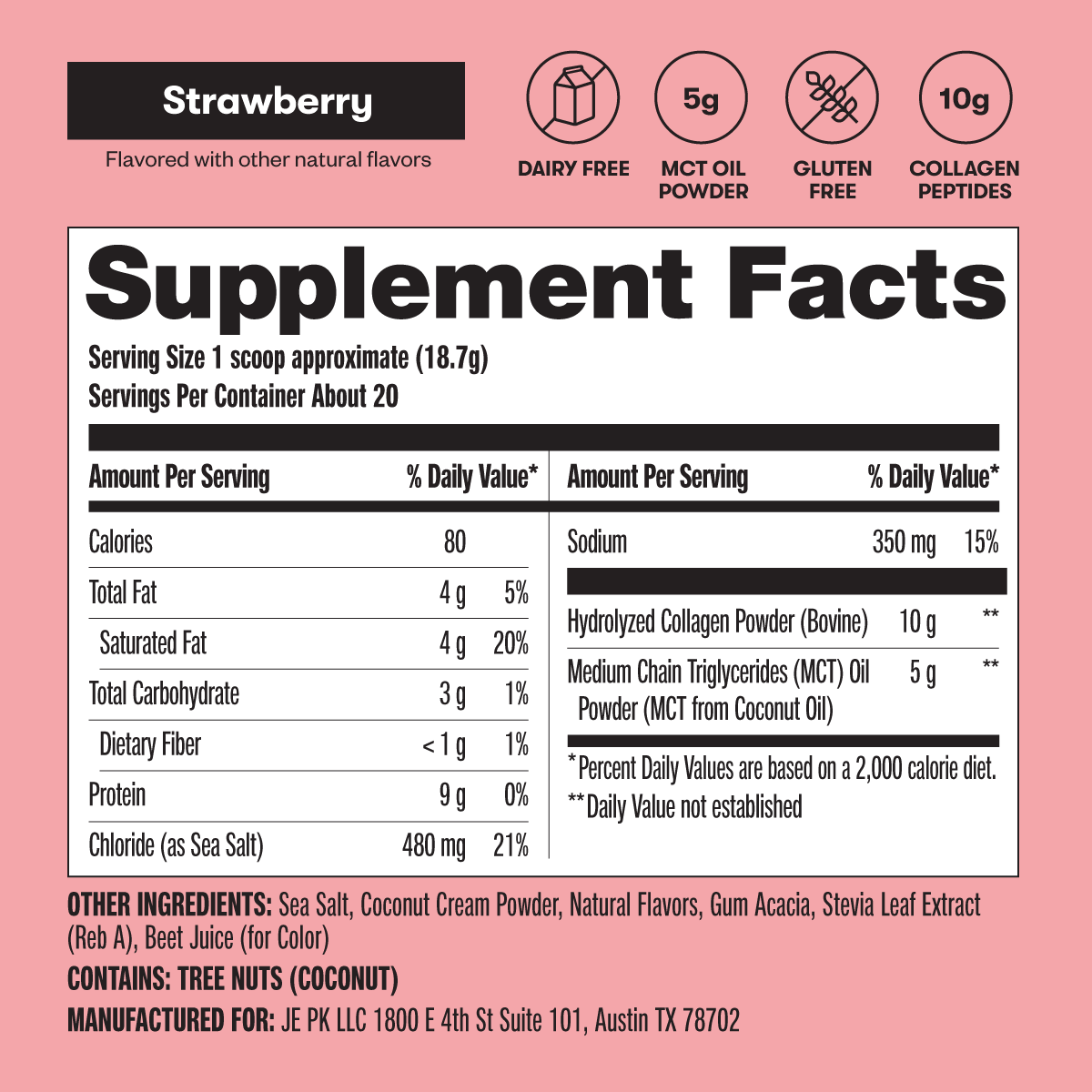 Grass-Fed Collagen Peptides &amp; MCT Brain Boost by Perfect Keto