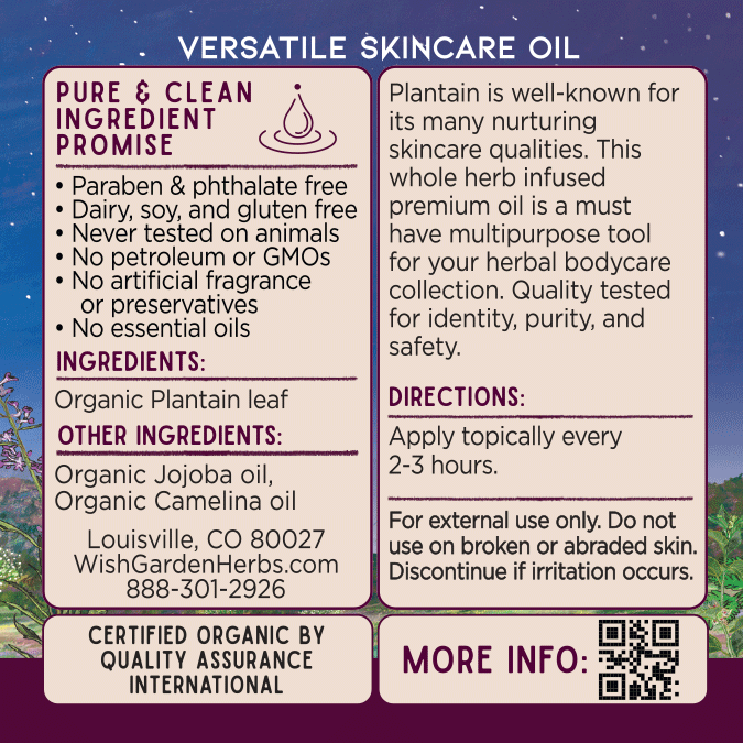 Plantain Oil, Calm &amp; Restore by WishGarden Herbs