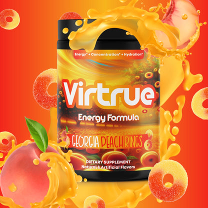 Georgia Peach Rings Pre-Workout Energy Powder + Focus Boost &amp; Hydration | Sugar Free by Virtrue