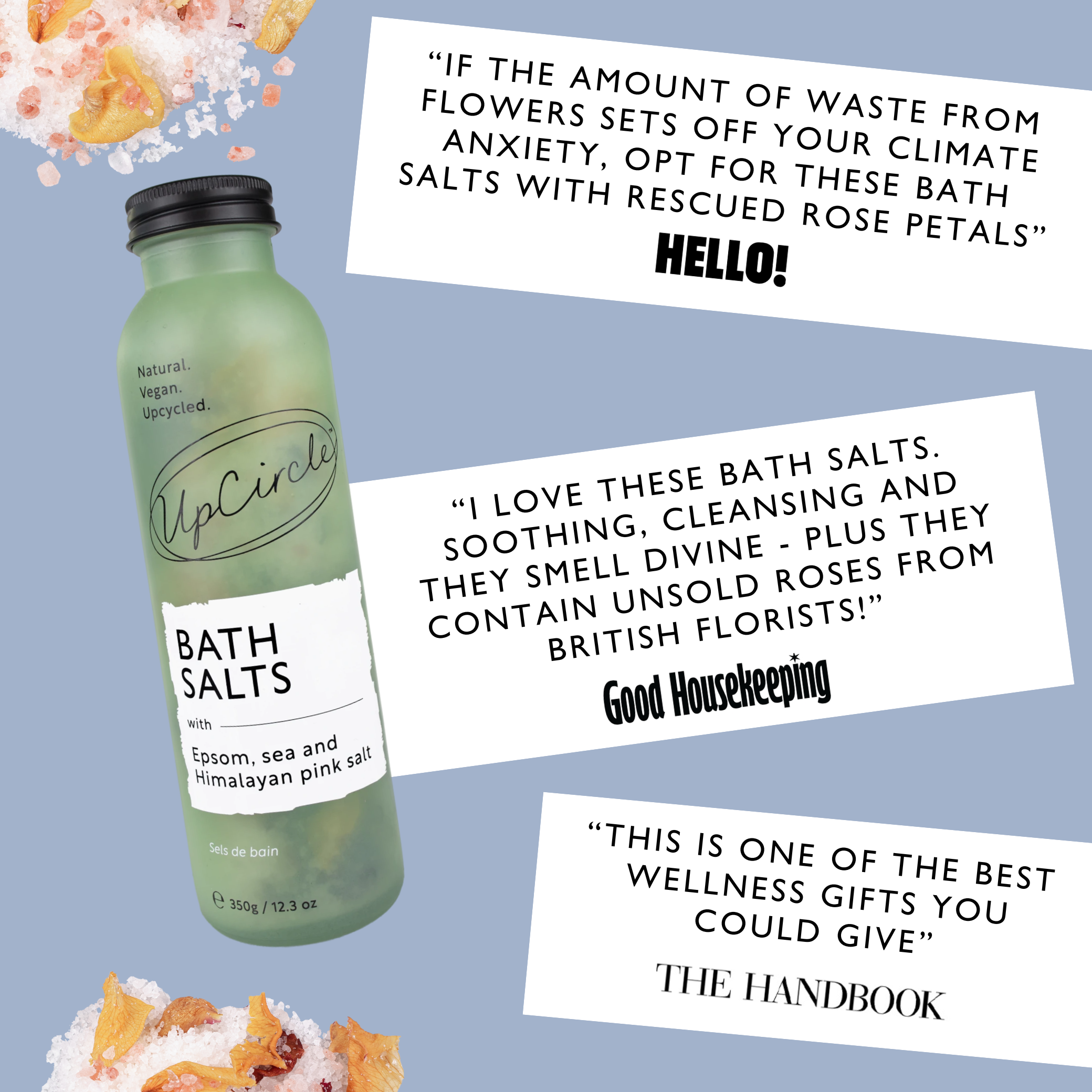 Bath Salts with Epsom, Sea and Himalayan Pink Salt by UpCircle