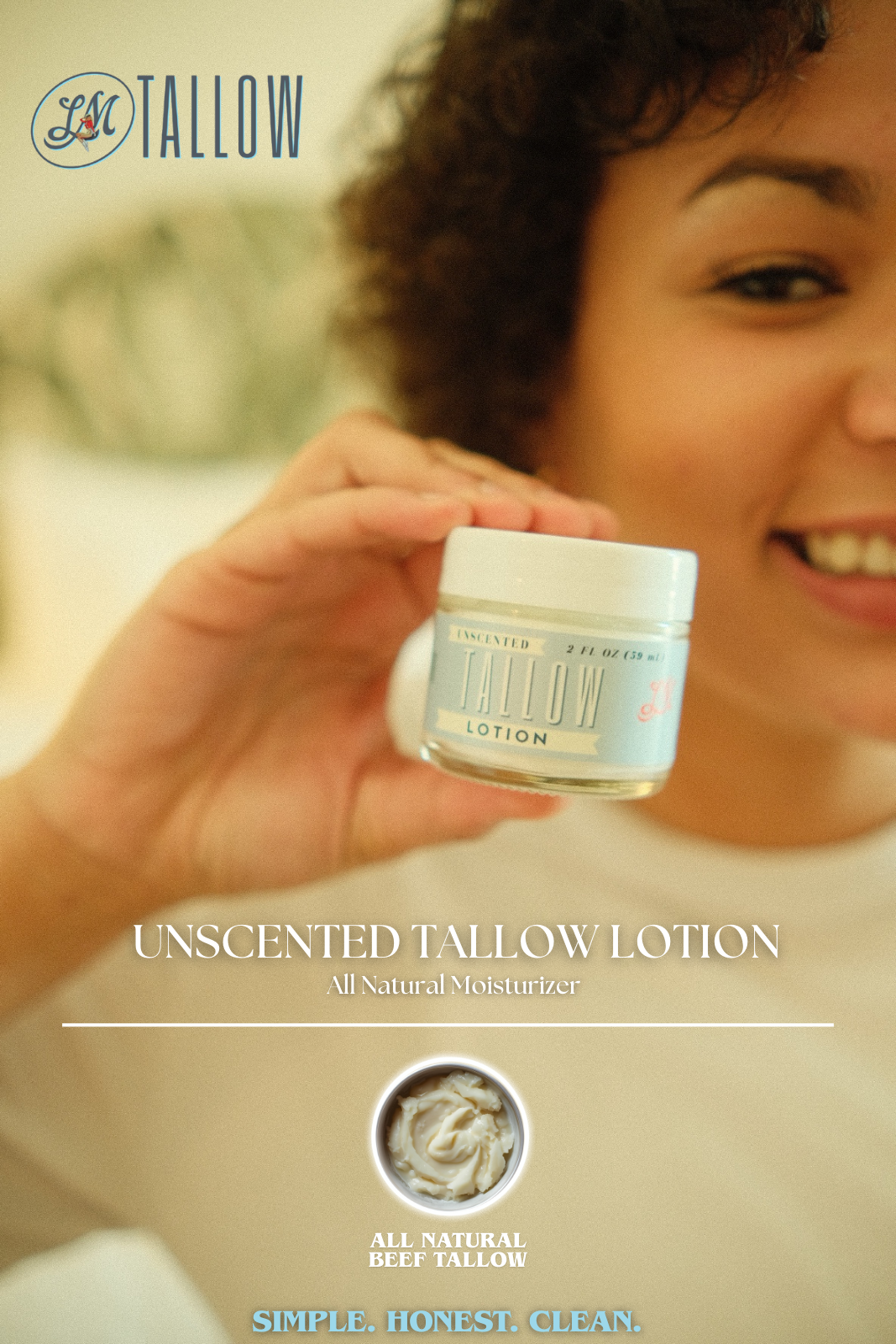 Unscented Tallow Lotion – Pure, Preservative-Free One Ingredient Moisturizer by Lady May Tallow by The Lady May