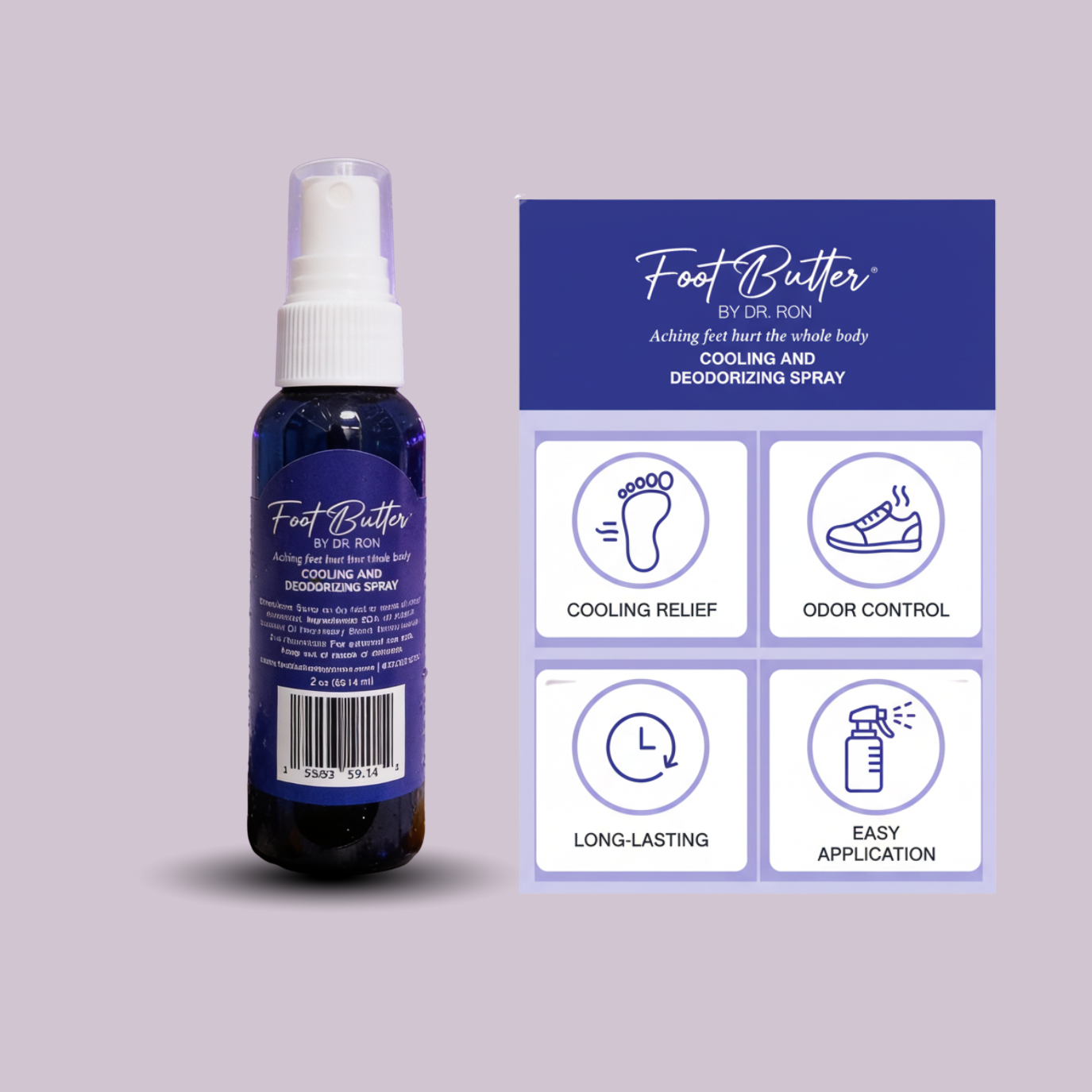 Foot Care Bundle – Lavender Jasmine Foot Butter, Cracked Heel Balm, Cooling Spray &amp; Pumice Scrubber by Foot Butter by Dr Ron
