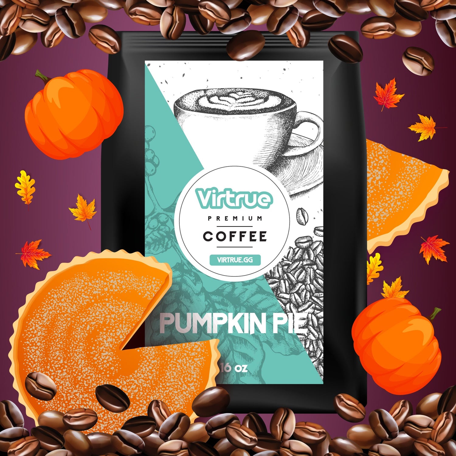 Pumpkin Pie Flavored Coffee – 16oz | Virtrue Premium by Virtrue