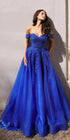 Nox Anabel R1303 Long Off the Shoulder Sweetheart Tulle A-Line Gown by DiscountDressShop