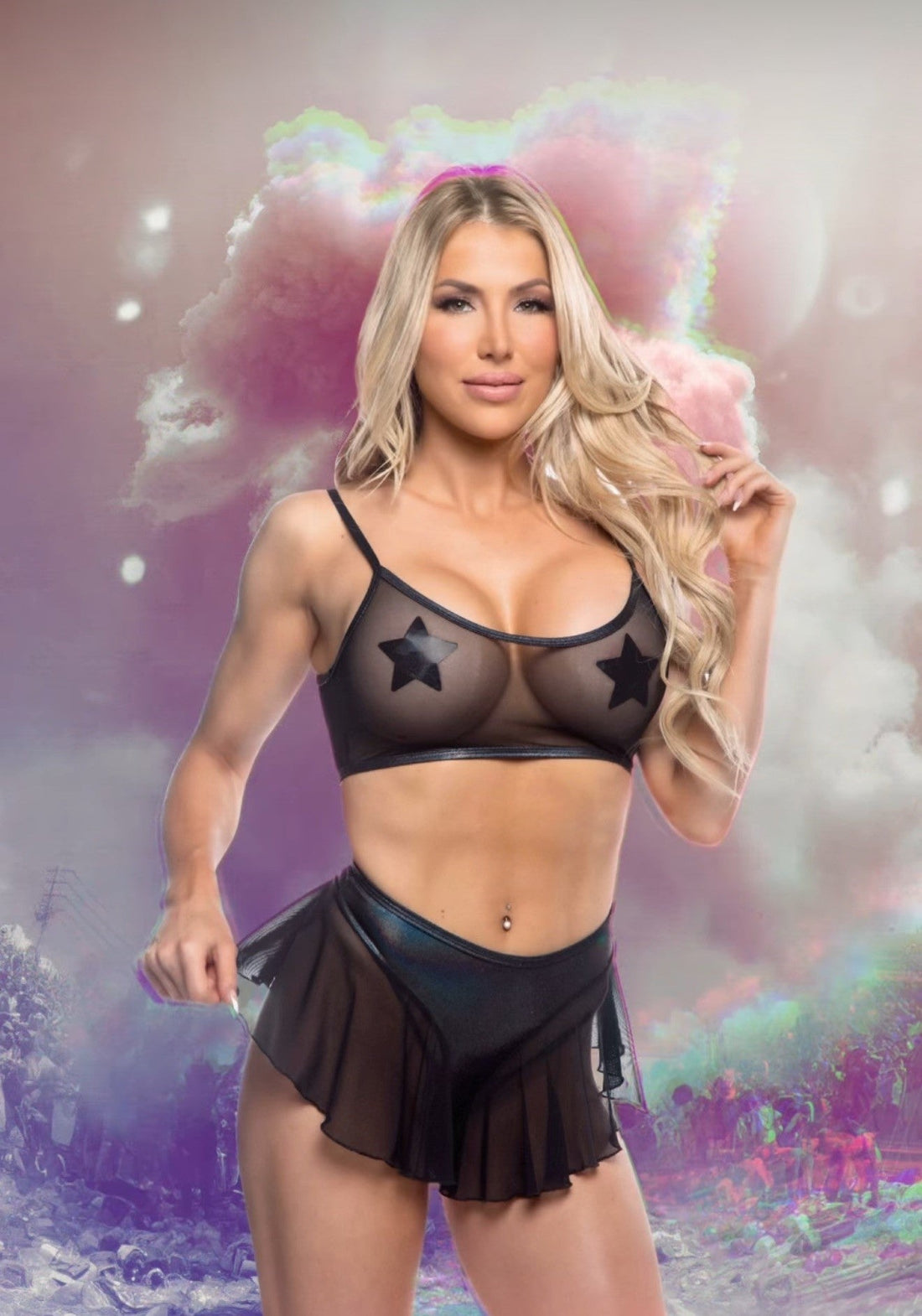 Mesh/Fishnet Flutter Short